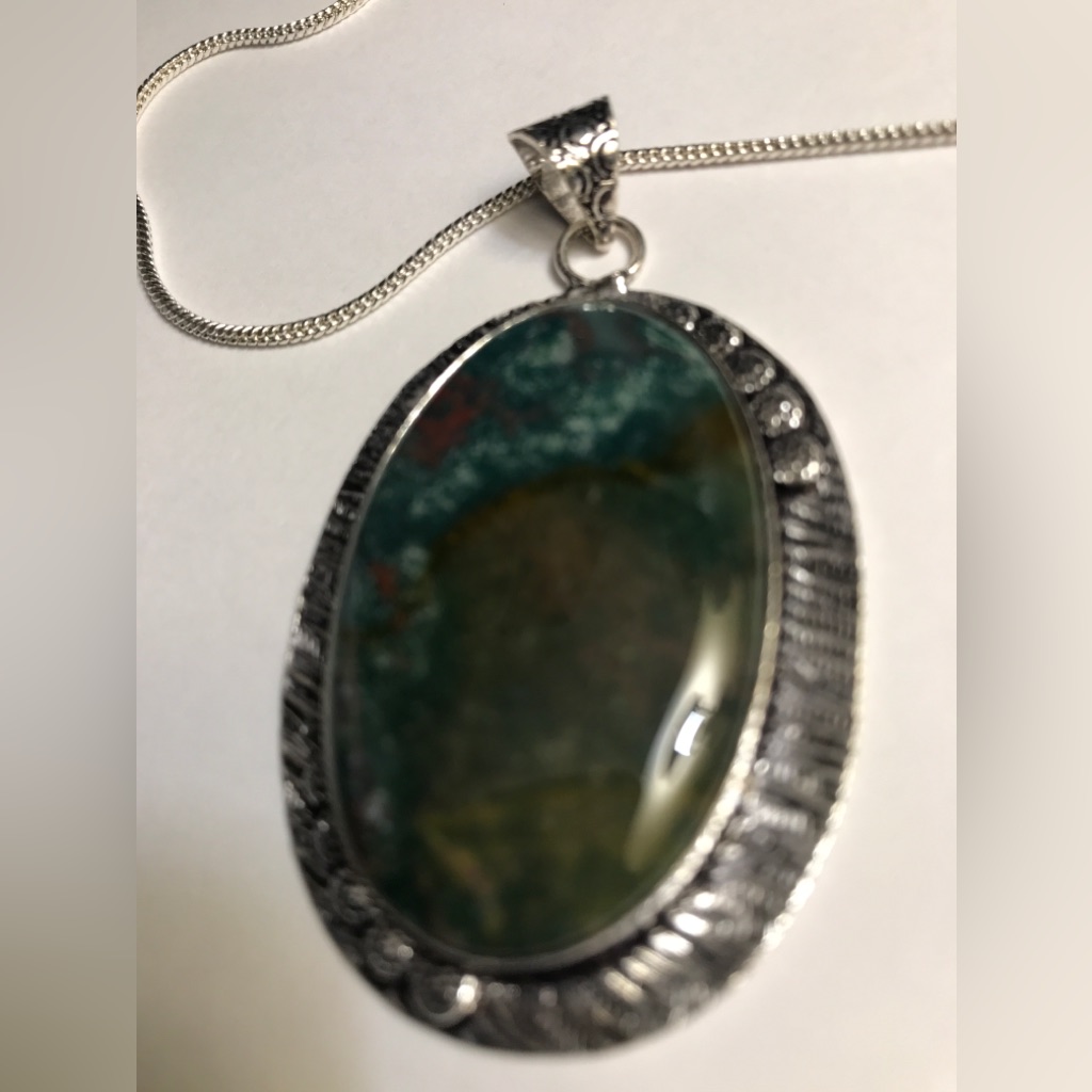Blood Stone 925 Sterling Silver Necklace
